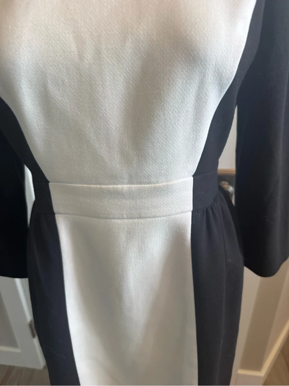 kate spade Black and White Long-Sleeve Colorblock Sheath Dress